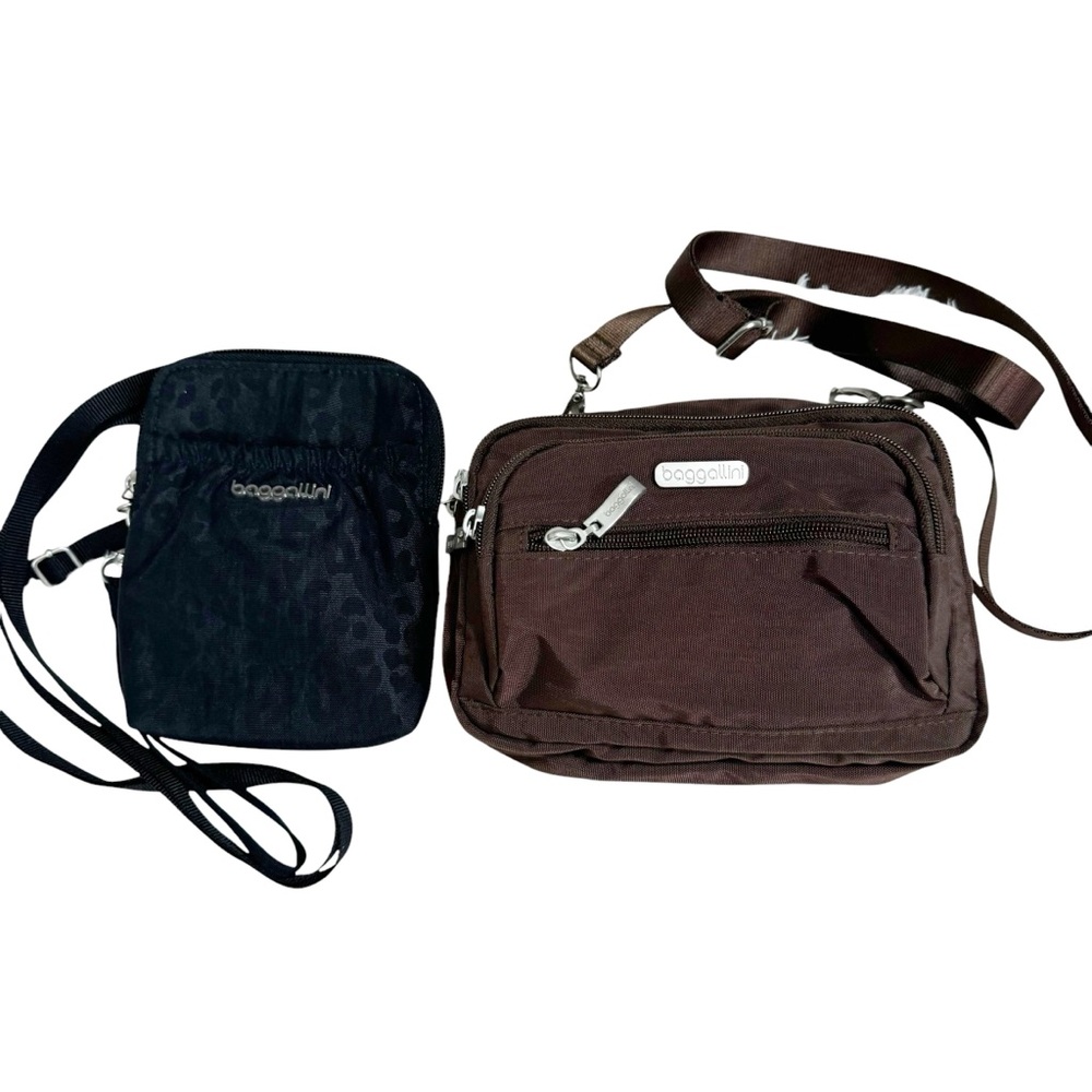 Baggallini Java Brown Triple Zip Bagg Mini Crossb… - image 1